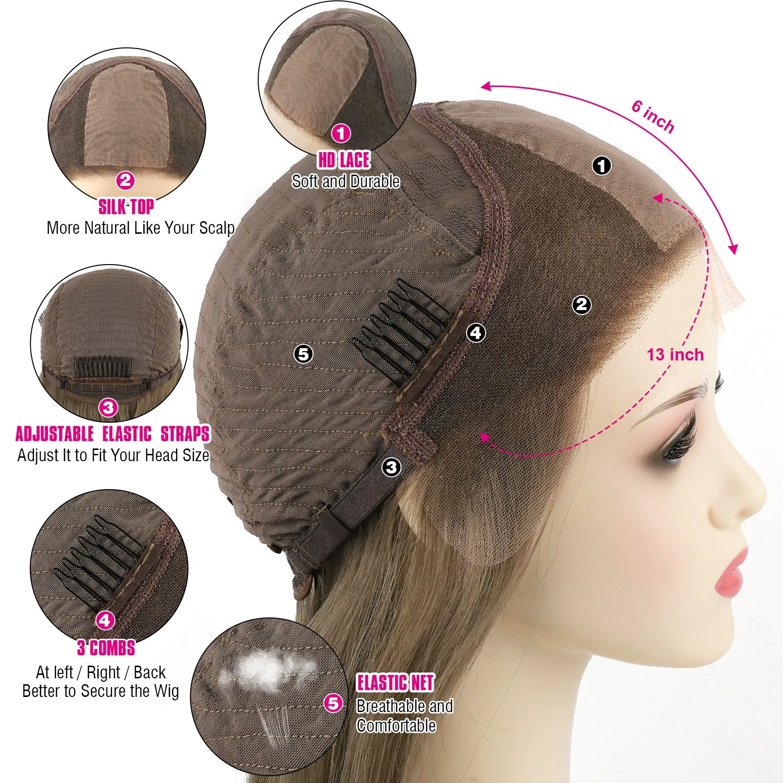 Silk Top Lace Front Wig 100% Virgin Human Hair Piano Color 10/50#