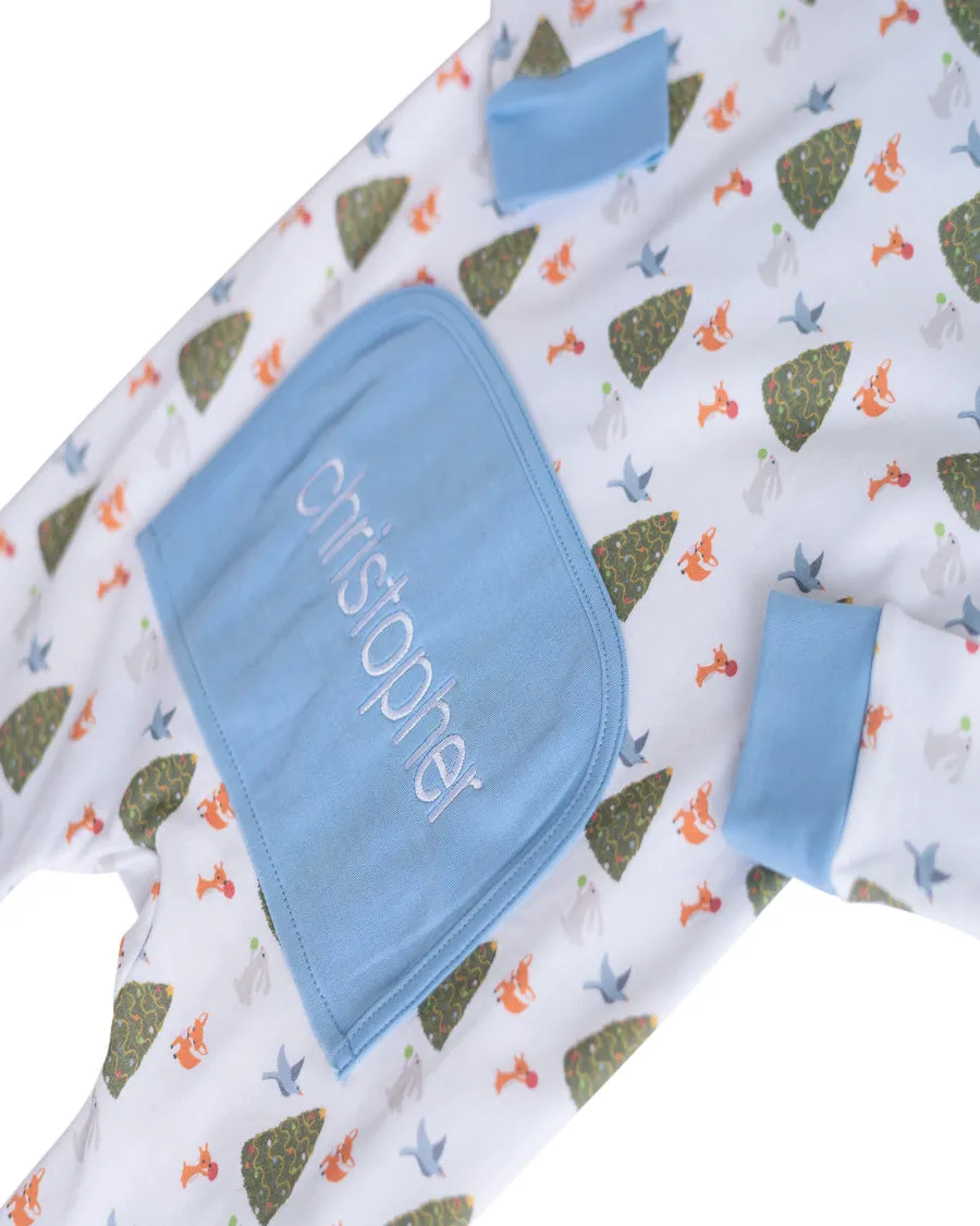 Size 6MO, 9MO & 2T: Woodland Creatures Zip Up Pajamas