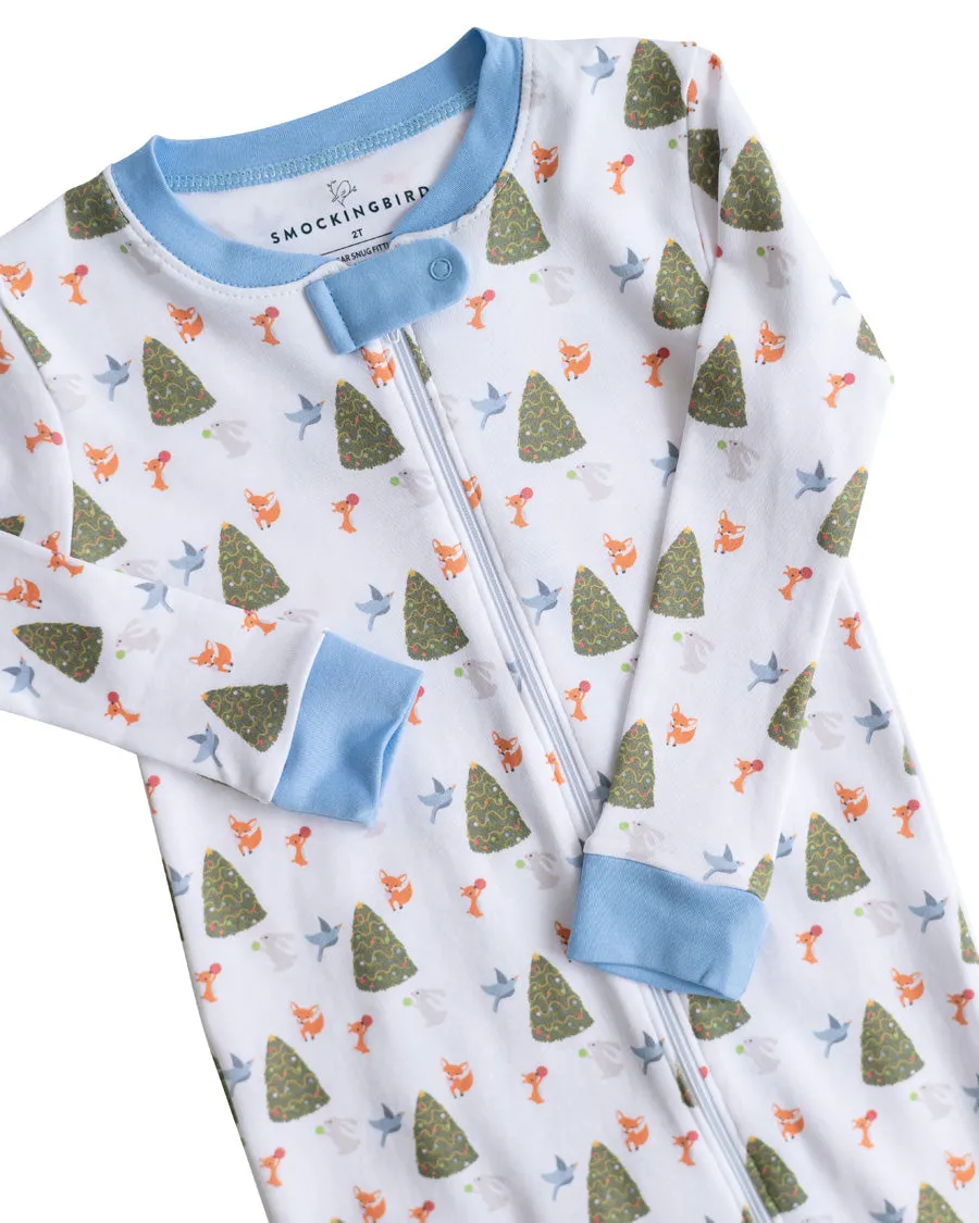 Size 6MO, 9MO & 2T: Woodland Creatures Zip Up Pajamas