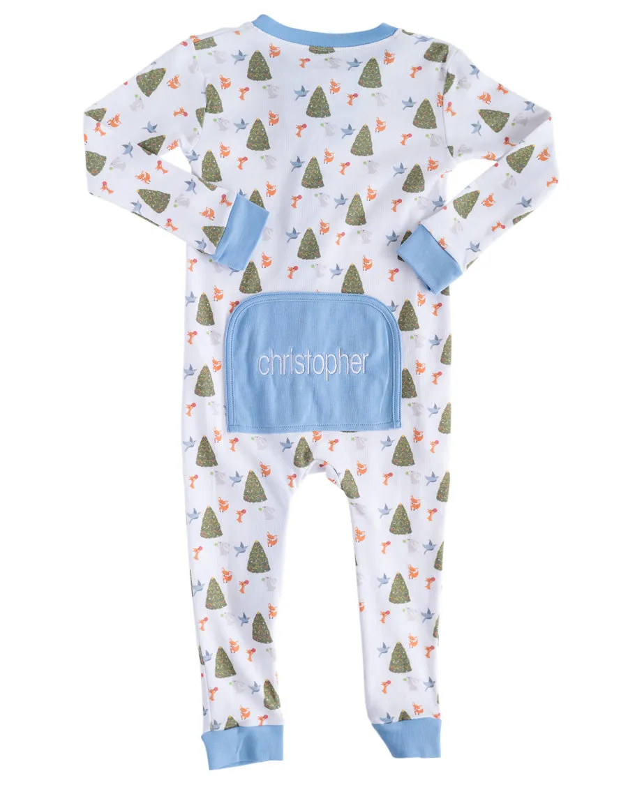 Size 6MO, 9MO & 2T: Woodland Creatures Zip Up Pajamas