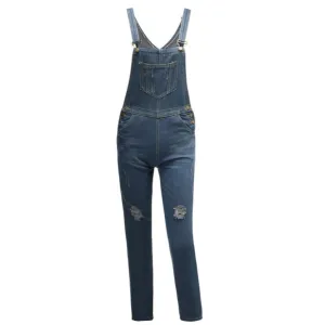 Skinny Denim Women's Overalls Ripped Trousers Jumpsuits Jeans