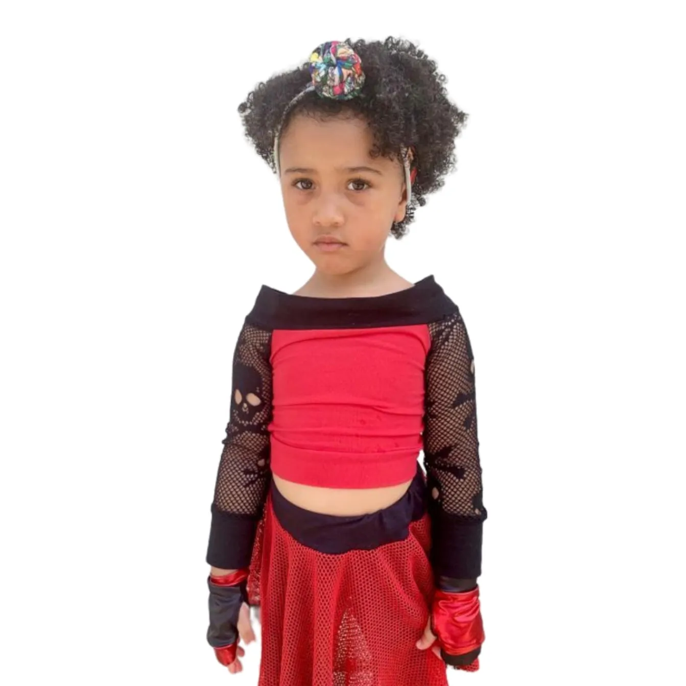 Skullicious Off the Shoulder Shirt Mesh Skull Fashion for Girls
