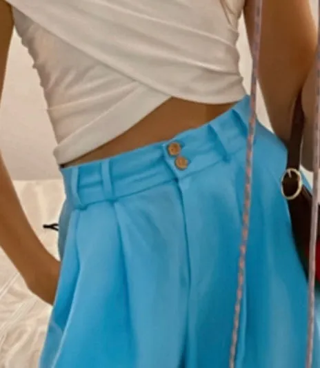 Sky blue linen pants