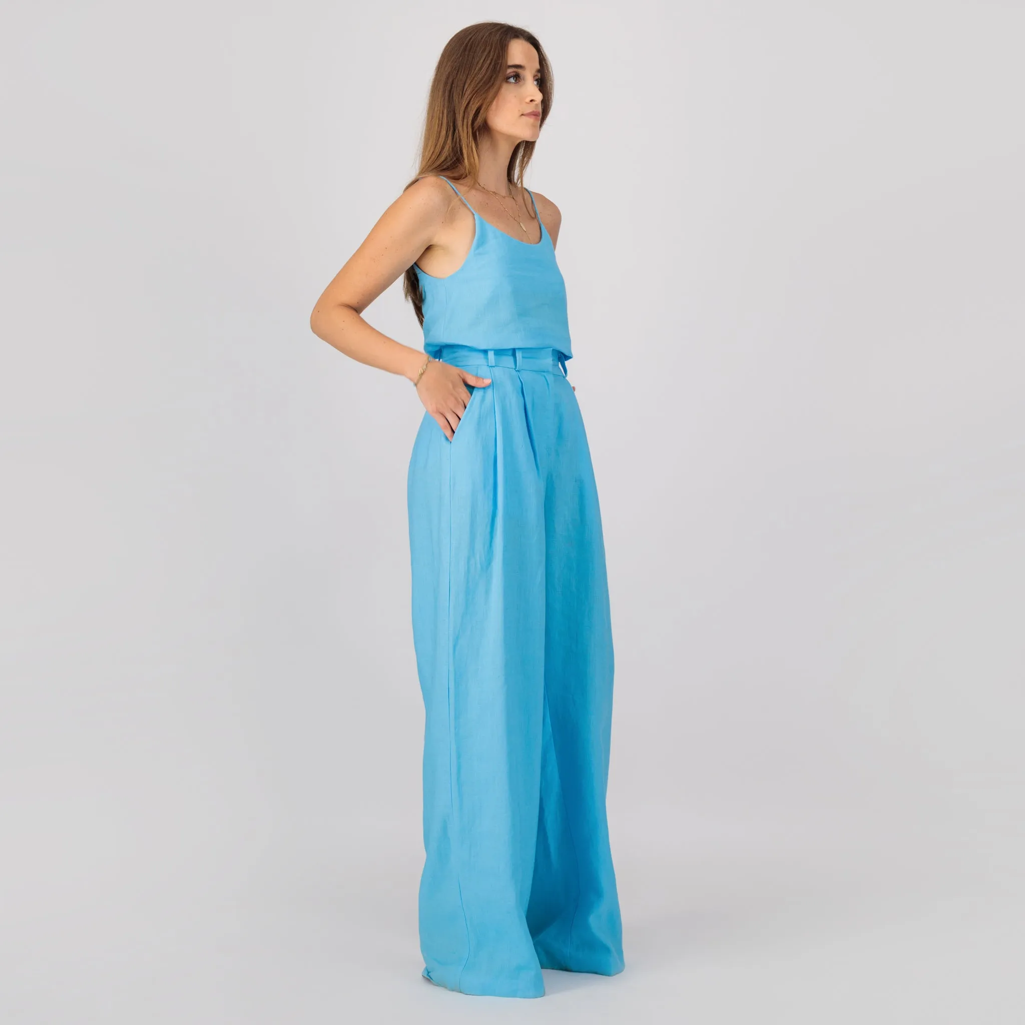 Sky blue linen pants