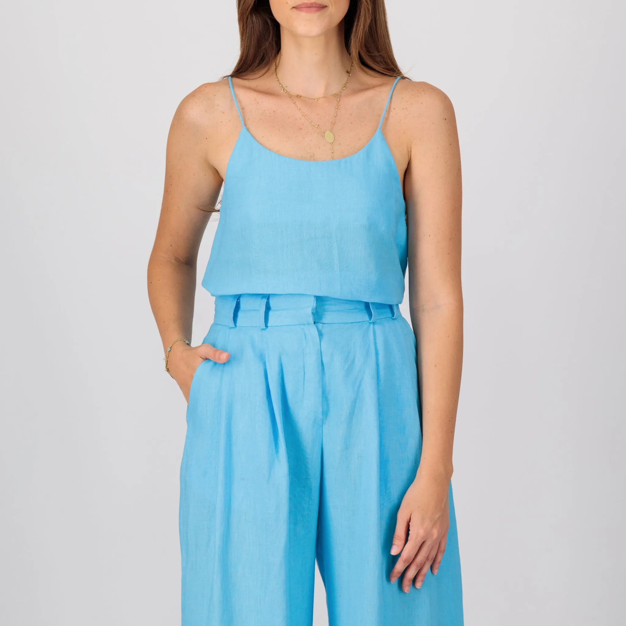 Sky blue linen pants