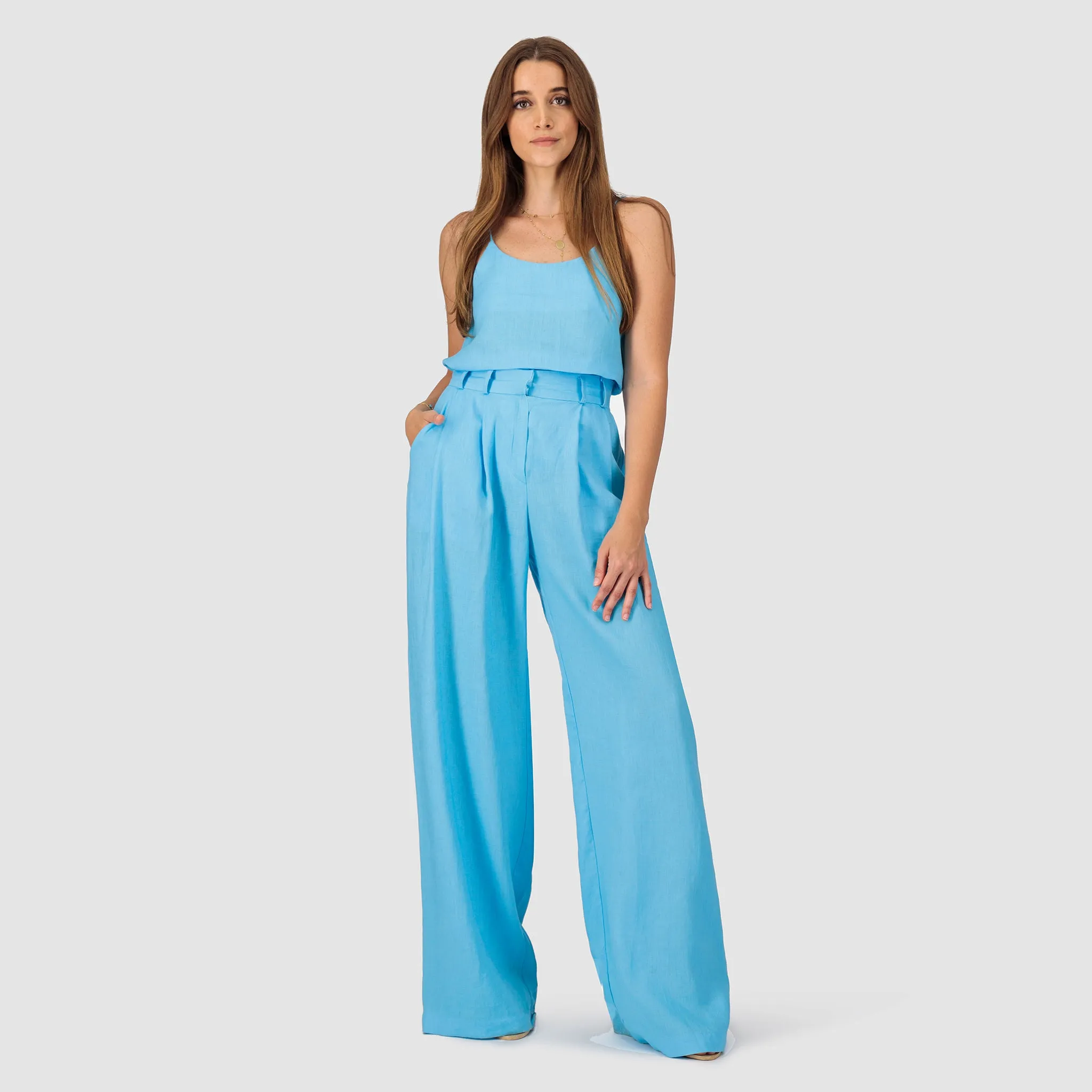 Sky blue linen pants