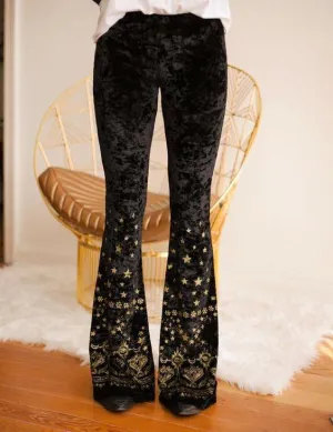 Slim star printed flared pants