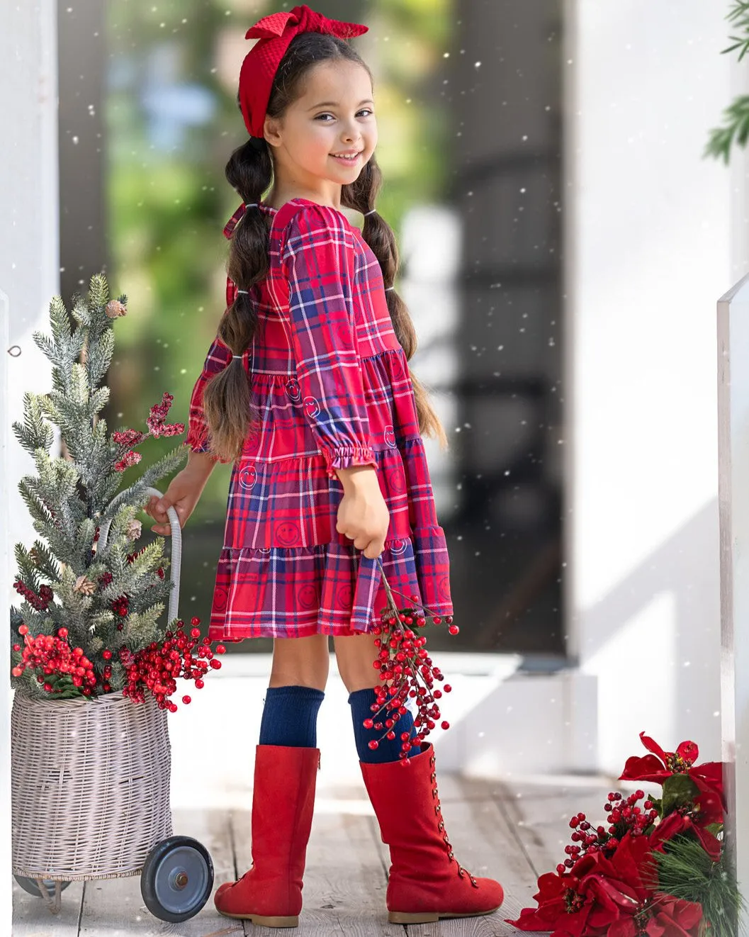 SmileyWorld Positively Plaid Long Sleeve Dress