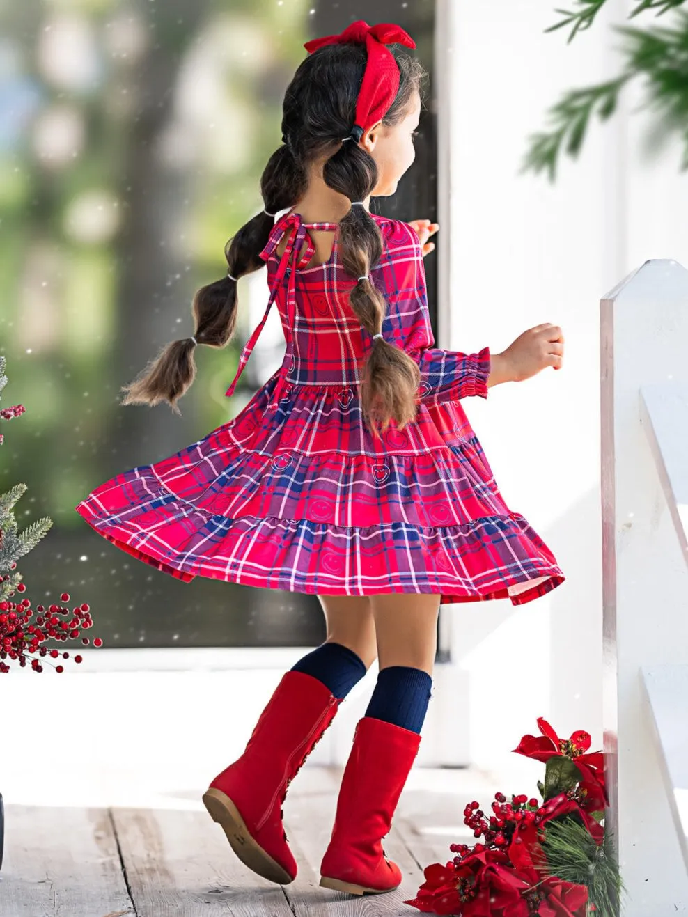 SmileyWorld Positively Plaid Long Sleeve Dress