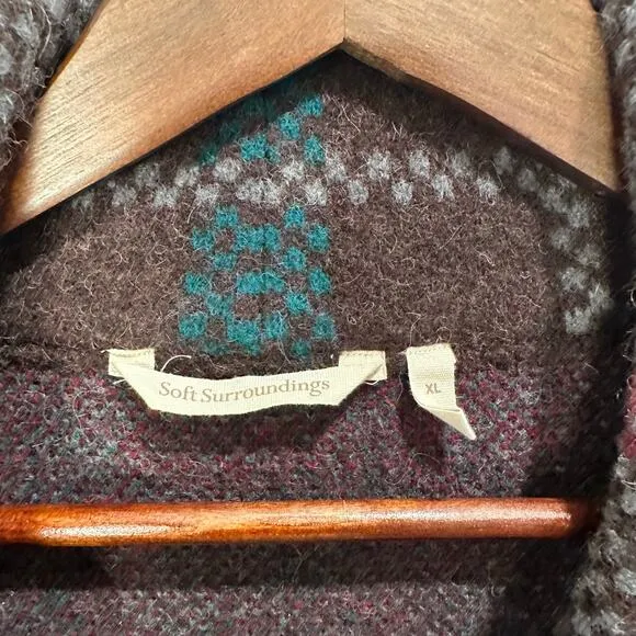 Soft Surroundings Aspen Plaid Wool Alpaca Blend Coat