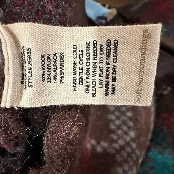 Soft Surroundings Aspen Plaid Wool Alpaca Blend Coat