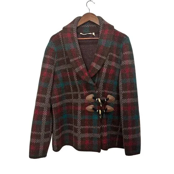 Soft Surroundings Aspen Plaid Wool Alpaca Blend Coat