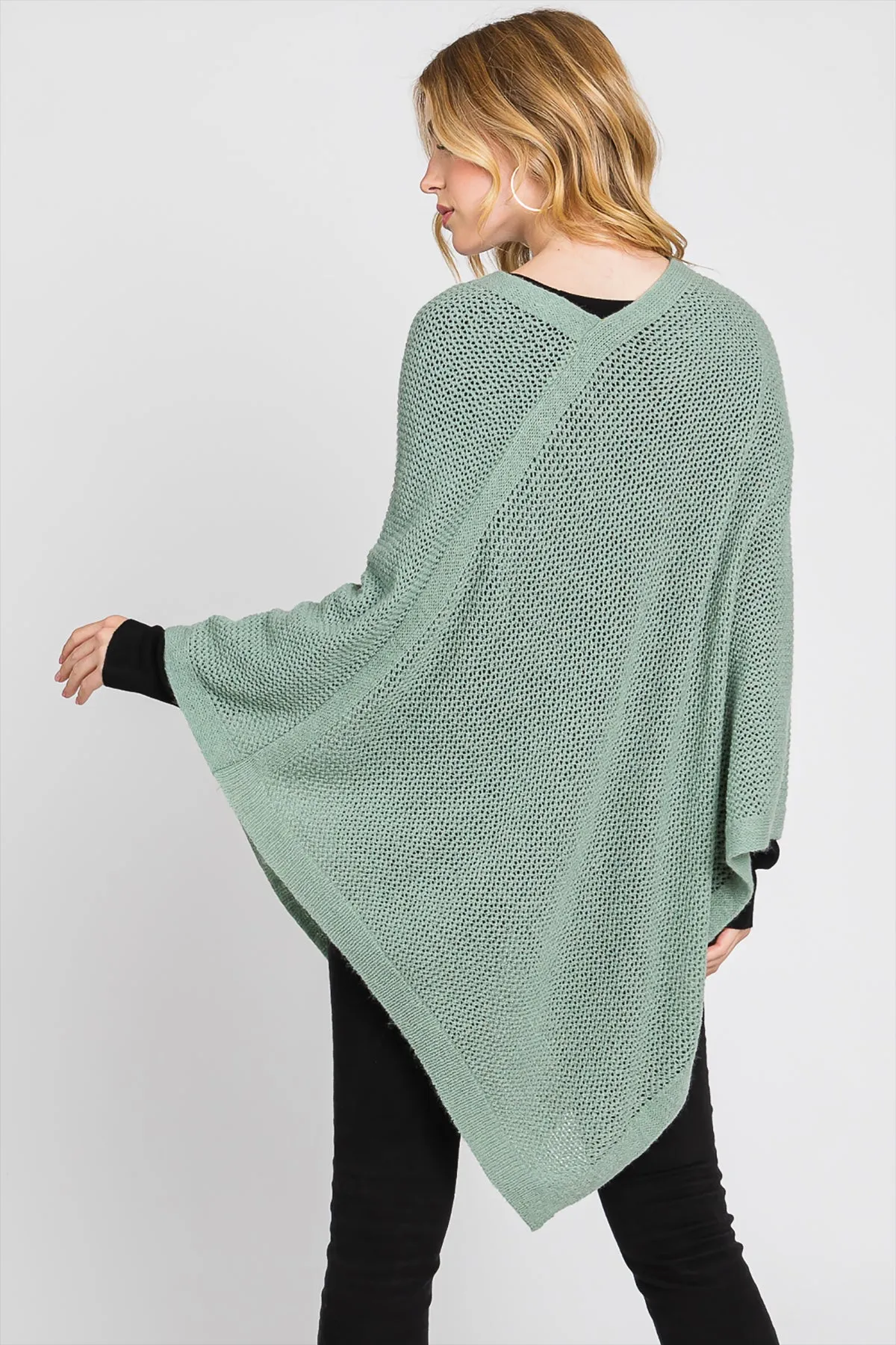 SOLID LOOSE KNIT PONCHO