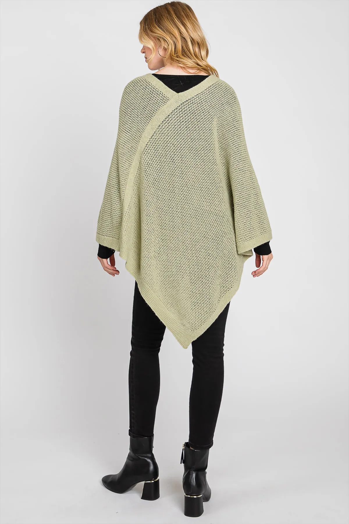 SOLID LOOSE KNIT PONCHO