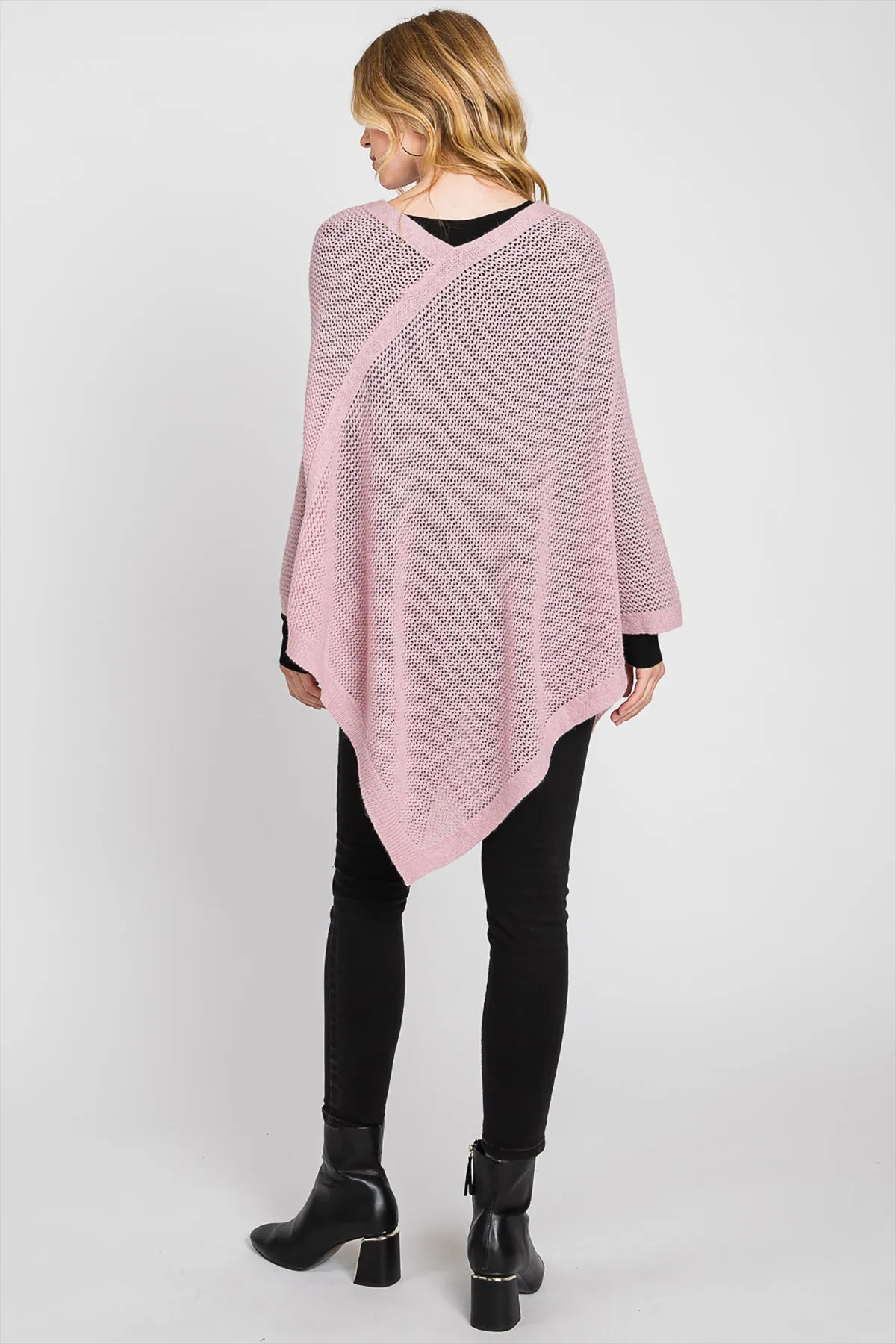 SOLID LOOSE KNIT PONCHO