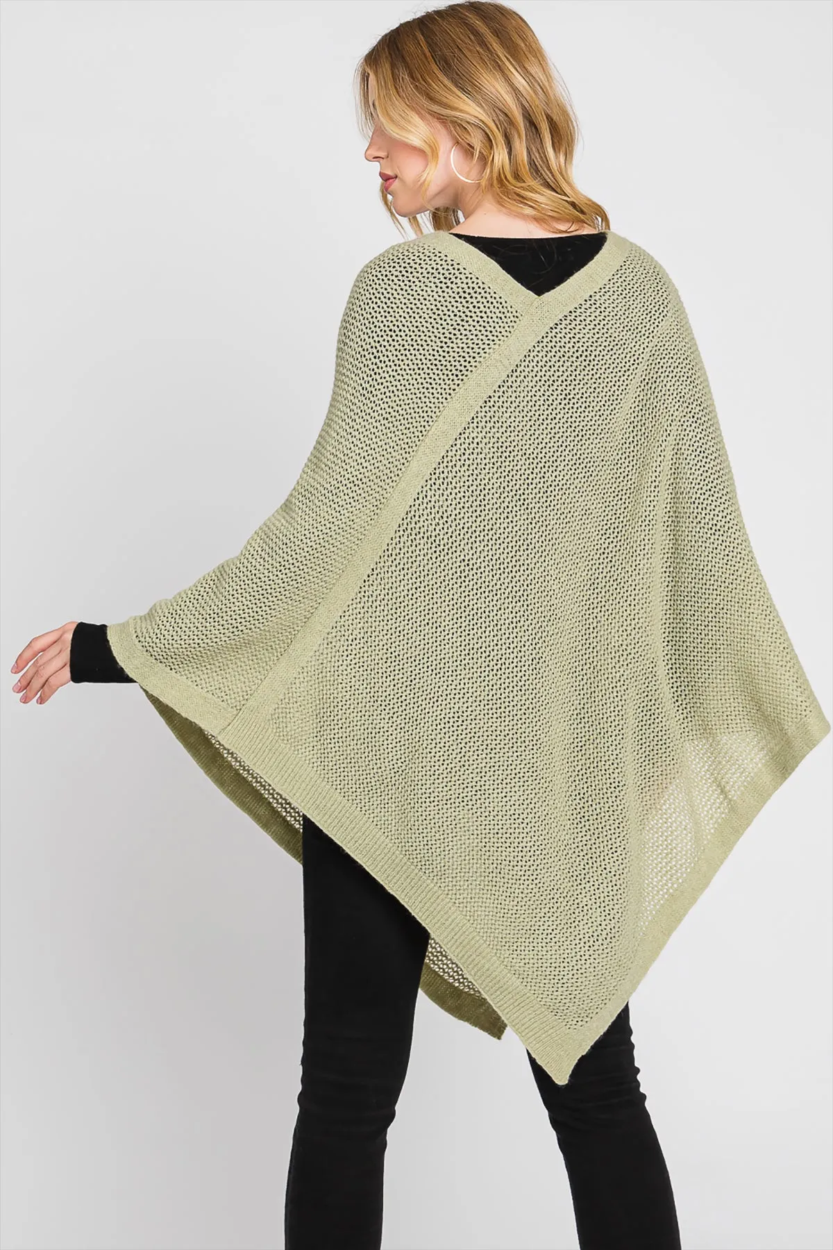 SOLID LOOSE KNIT PONCHO