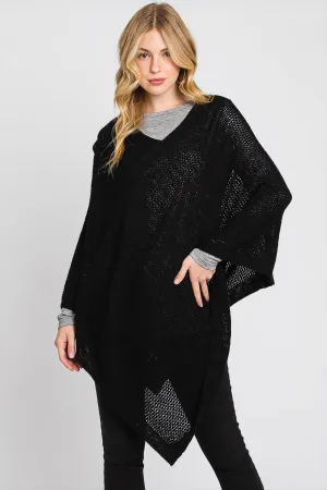 SOLID LOOSE KNIT PONCHO