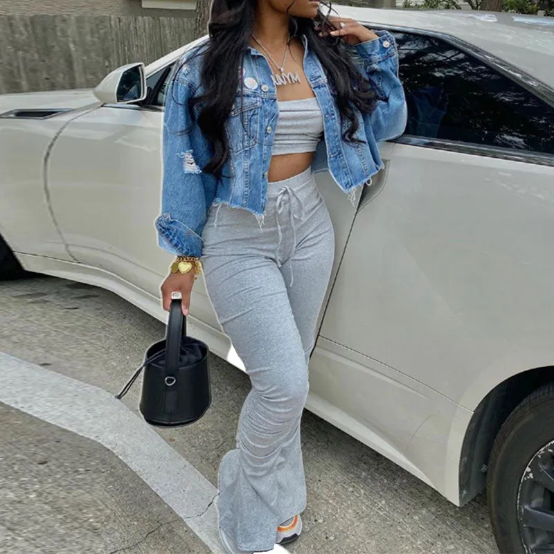 Solid Off Shoulder Crop Top & Pants Set