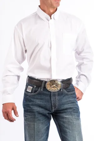 Solid White Button-Down Western Shirt