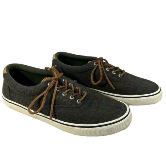 Sperry Mens Striper II CVO Wool Plaid Sneaker Sz 12