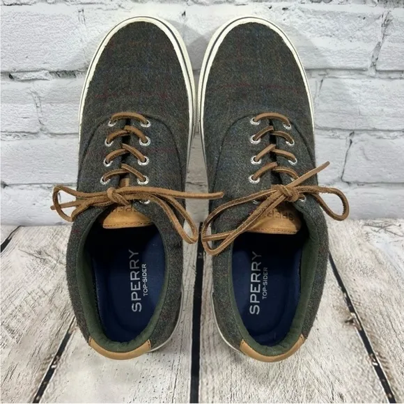 Sperry Mens Striper II CVO Wool Plaid Sneaker Sz 12