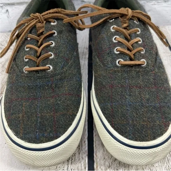 Sperry Mens Striper II CVO Wool Plaid Sneaker Sz 12