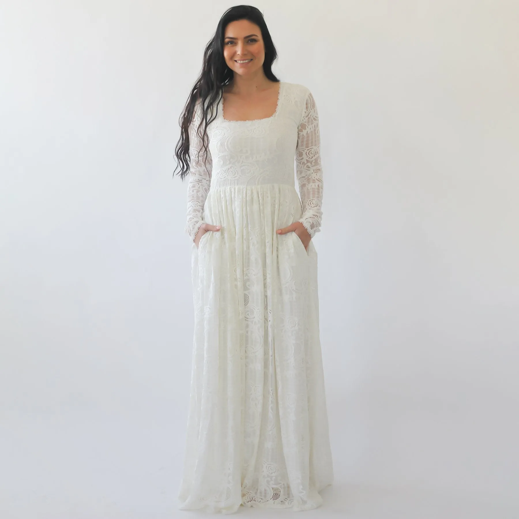 Square neckline dress #1263