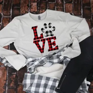 Squishy Faces Buffalo Plaid Paw Print Long-Sleeve Shirt