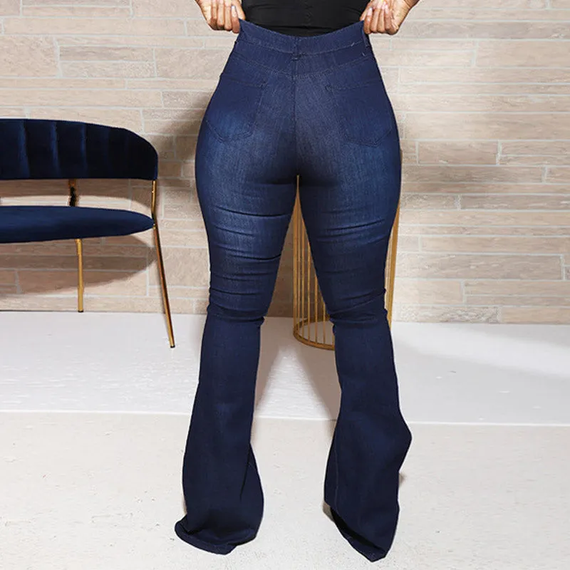 Star Pattern High Waist Bell Bottom Jeans