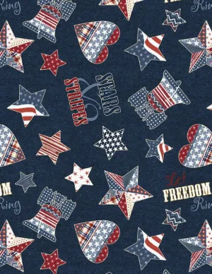 Stars of Valor by Wilmington Prints PATRIOTIC TOSS/NAVY