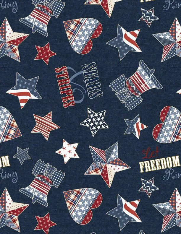 Stars of Valor by Wilmington Prints PATRIOTIC TOSS/NAVY