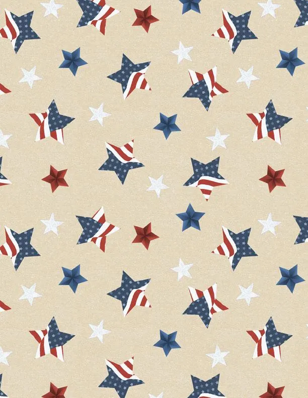 Stars of Valor by Wilmington Prints STAR TOSS/CREAM