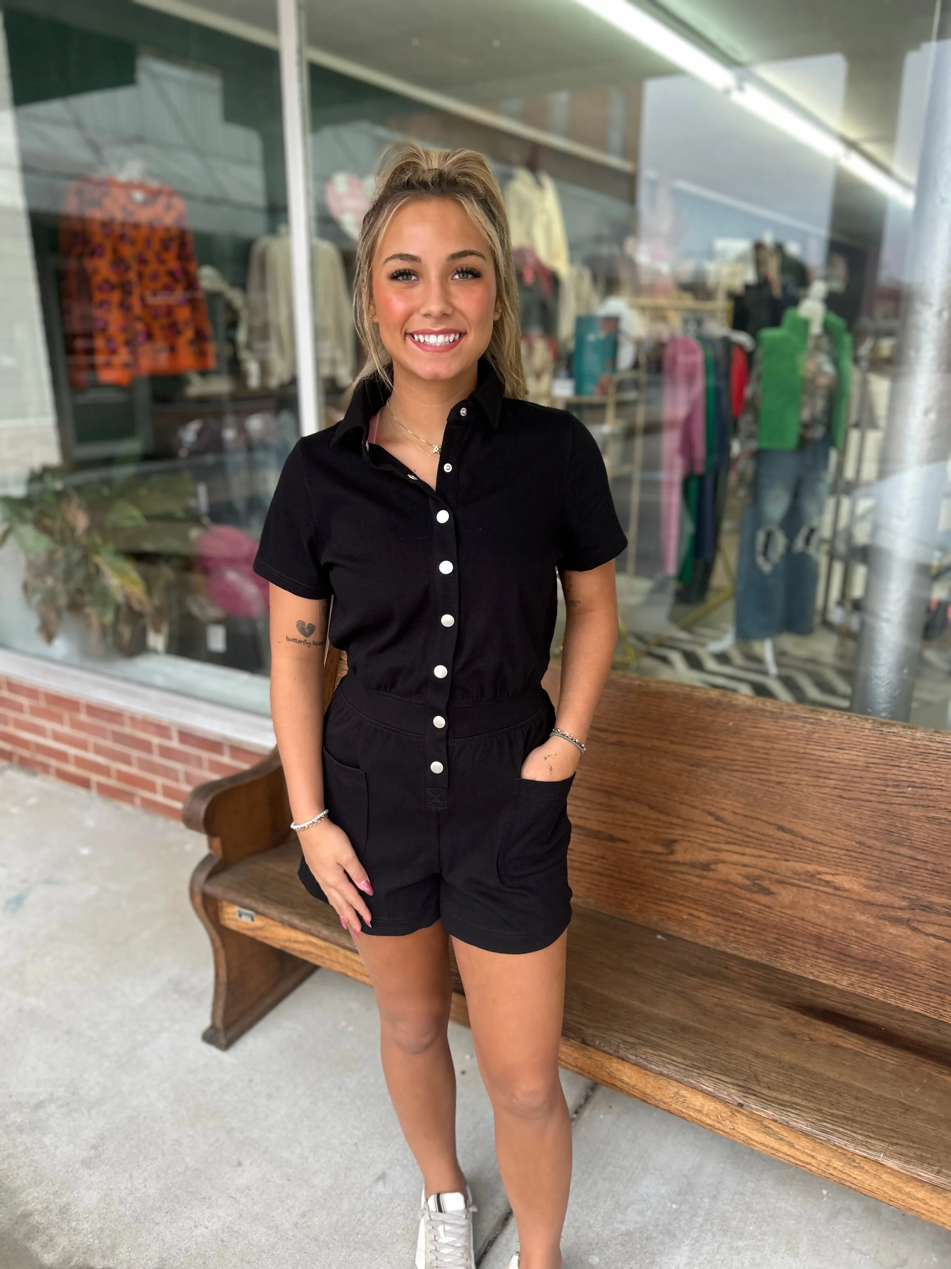 Start The Day Romper {Black}