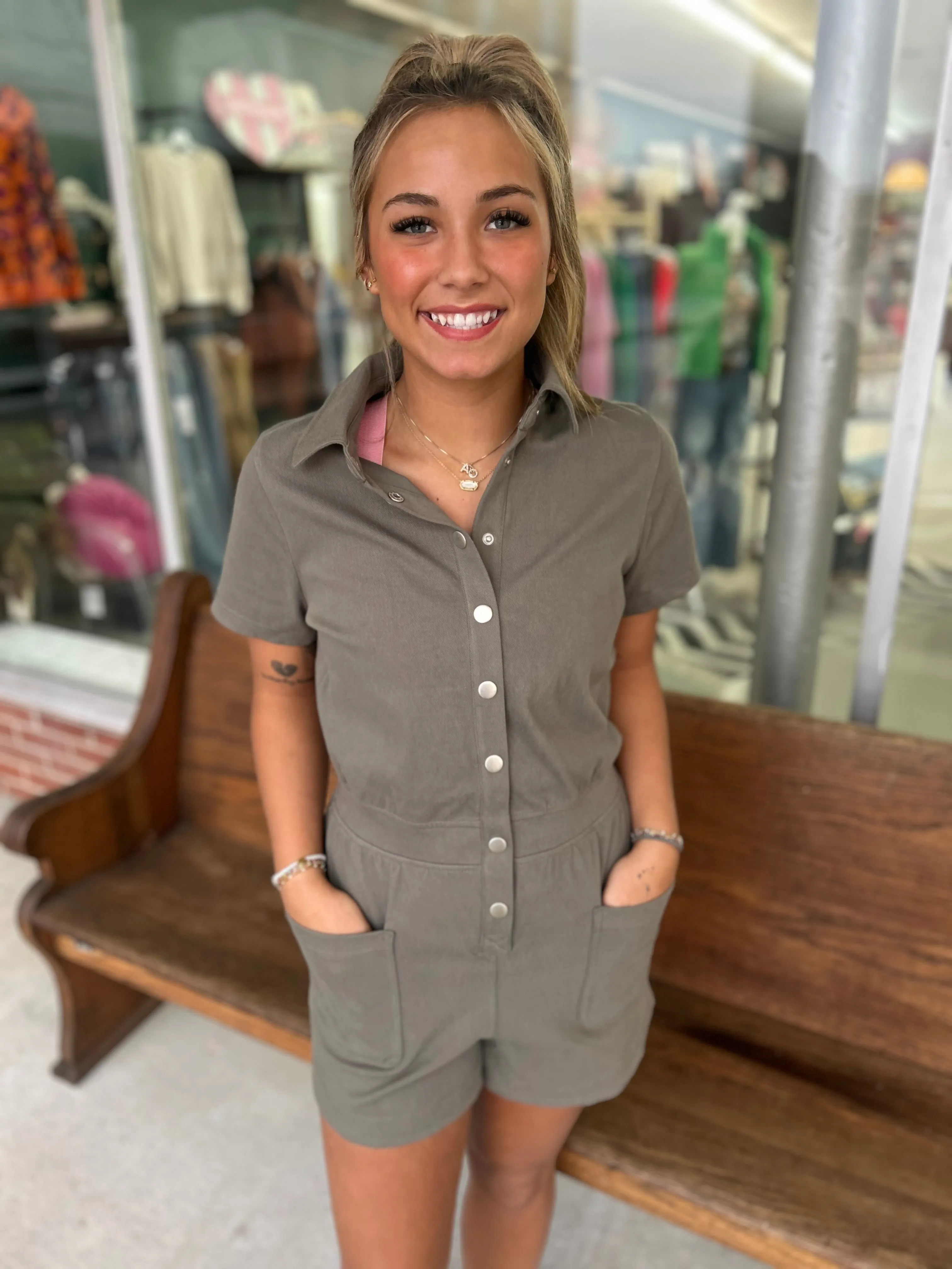 Start The Day Romper {Olive Green}