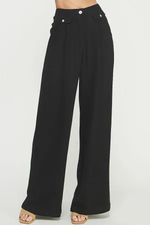 Stephanie Linen Trouser Pants - Black