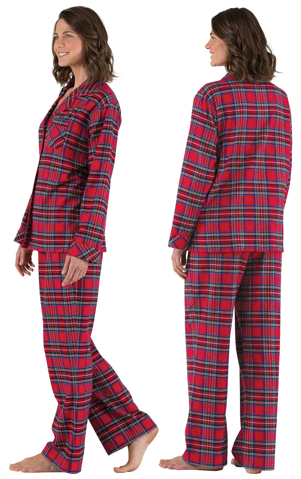 Stewart Plaid Button-Front Flannel Pajamas