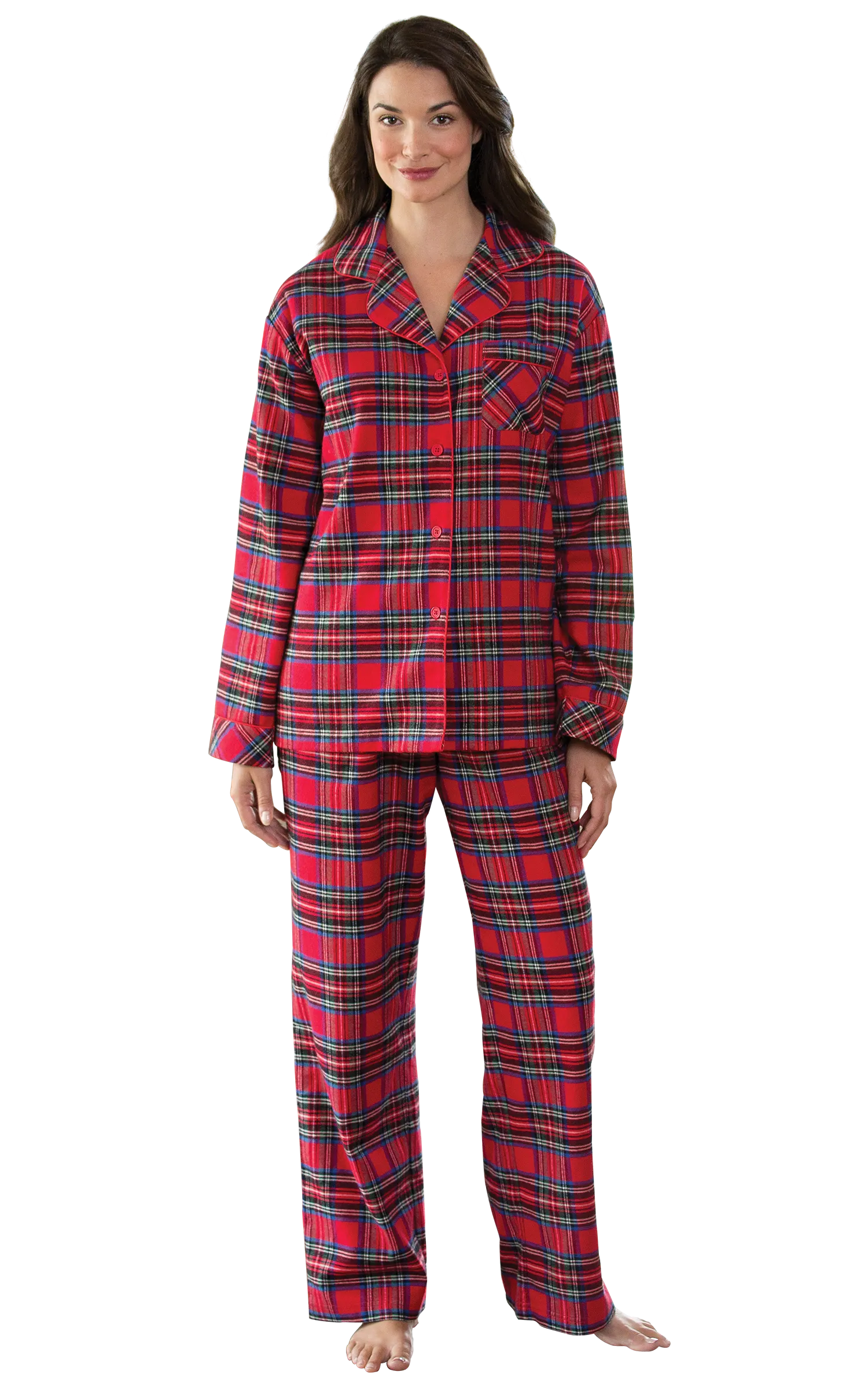 Stewart Plaid Button-Front Flannel Pajamas