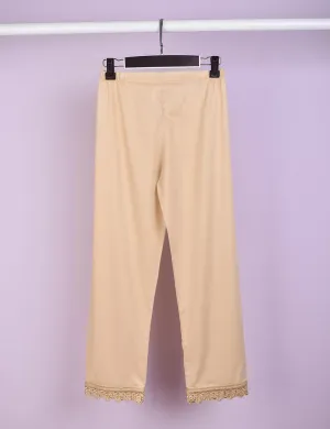 Stitched Cotton Trouser With Embroidered Bottom - Fancy Pants (CT-15-Skin)