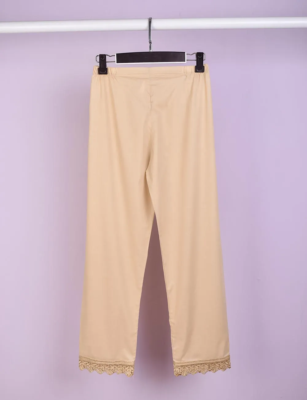 Stitched Cotton Trouser With Embroidered Bottom - Fancy Pants (CT-15-Skin)