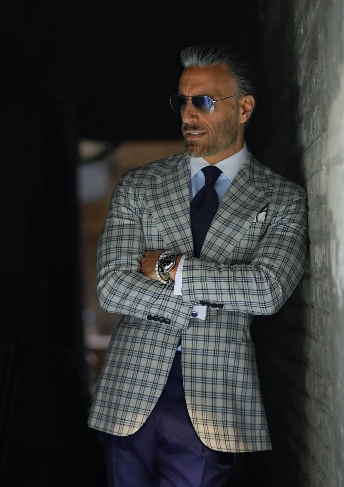 Stone Grey & Midnight Plaid Jacket