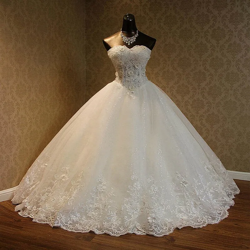 Strapless Lace Up Wedding Dresses Ball Gowns Plus Size