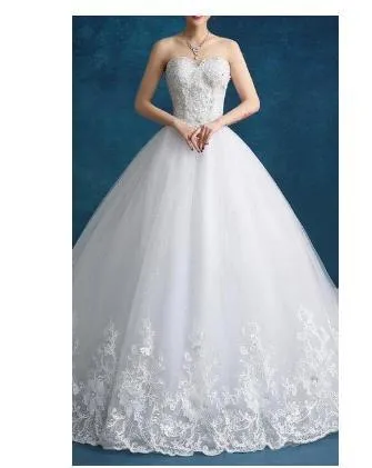 Strapless Lace Up Wedding Dresses Ball Gowns Plus Size