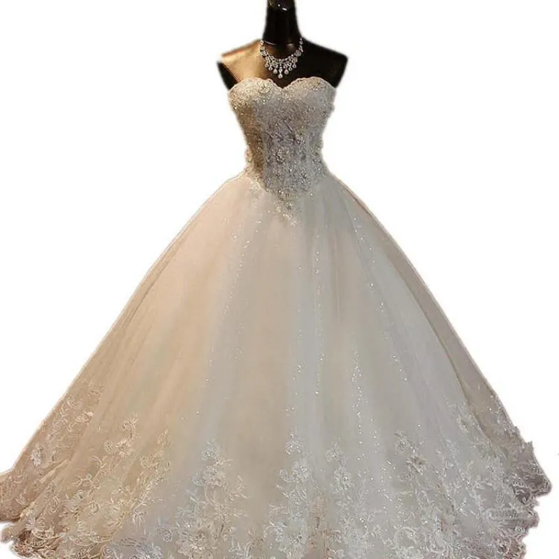 Strapless Lace Up Wedding Dresses Ball Gowns Plus Size