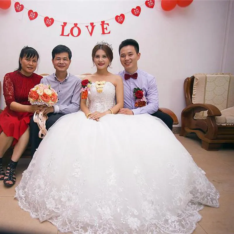 Strapless Lace Up Wedding Dresses Ball Gowns Plus Size