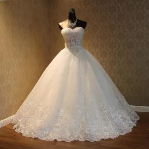 Strapless Lace Up Wedding Dresses Ball Gowns Plus Size