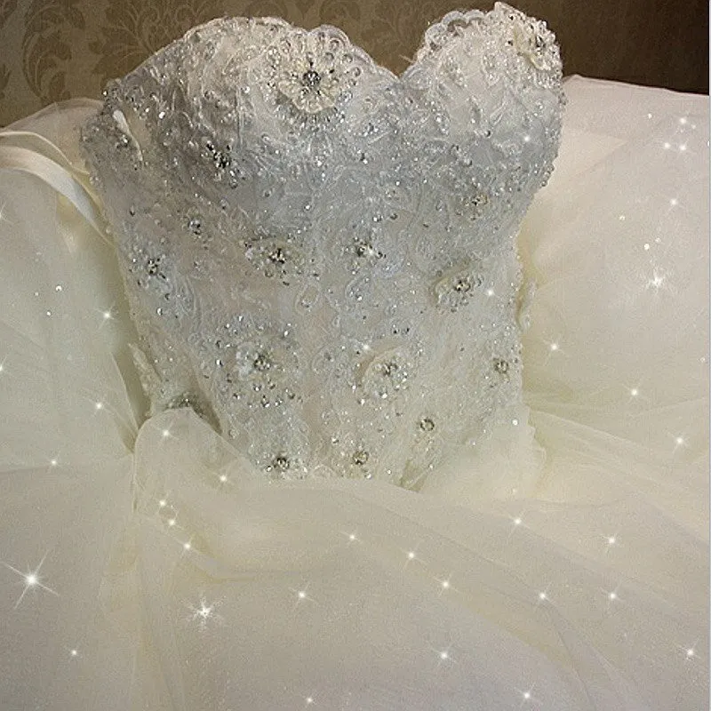 Strapless Lace Up Wedding Dresses Ball Gowns Plus Size