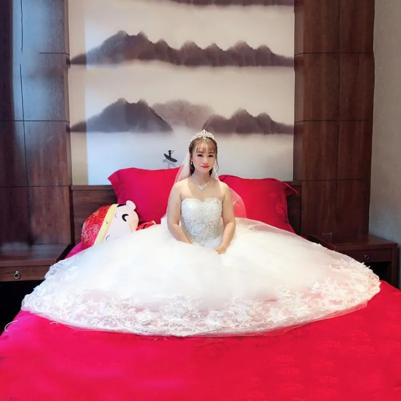 Strapless Lace Up Wedding Dresses Ball Gowns Plus Size