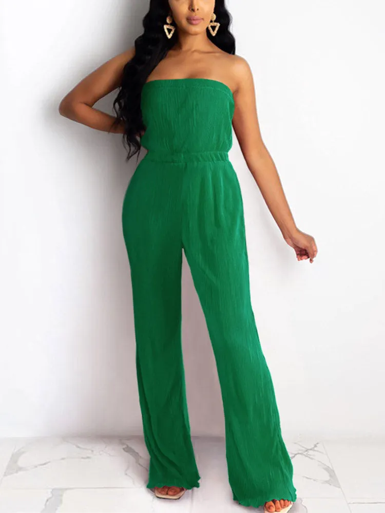 Strapless Pleated Jumpsuit