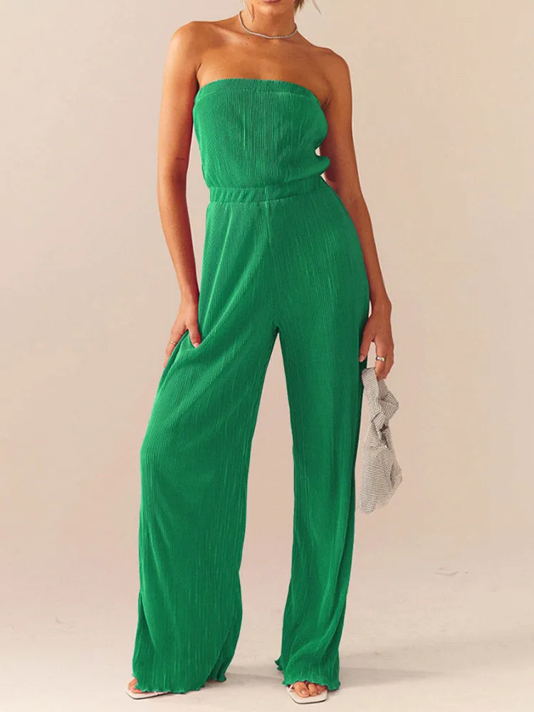 Strapless Pleated Jumpsuit