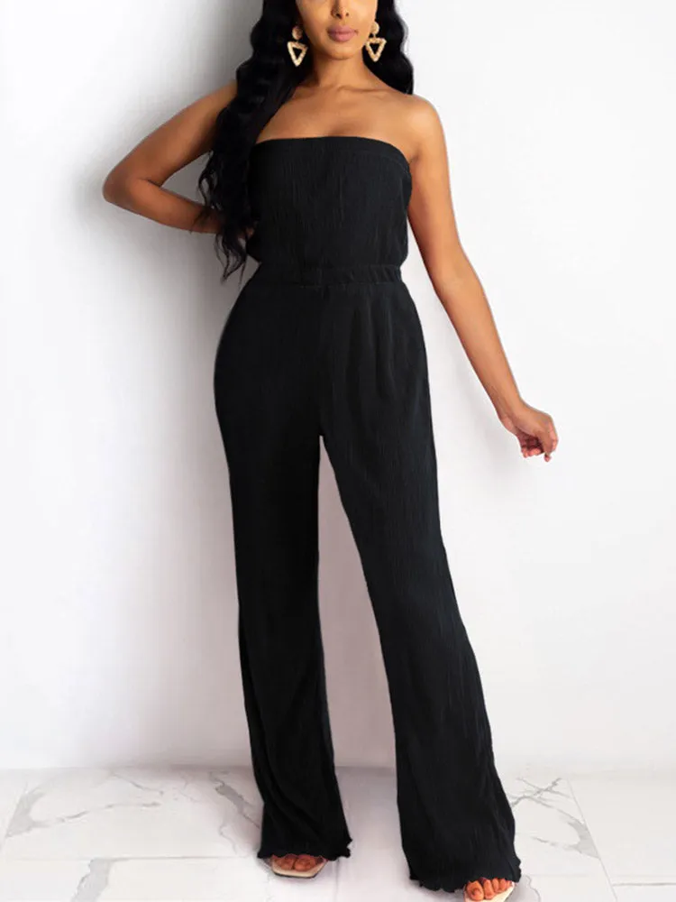 Strapless Pleated Jumpsuit